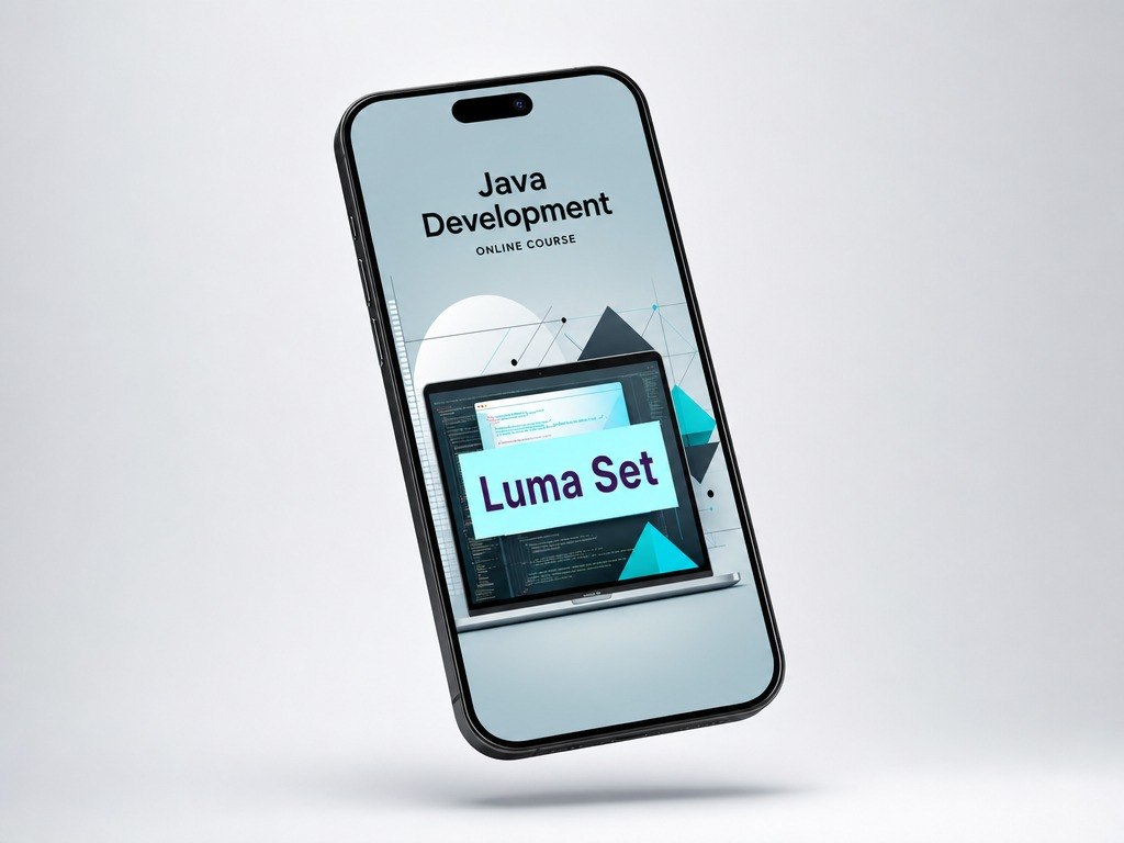 Phone displaying a Java development online course with 'Luma Set' on a light gray background