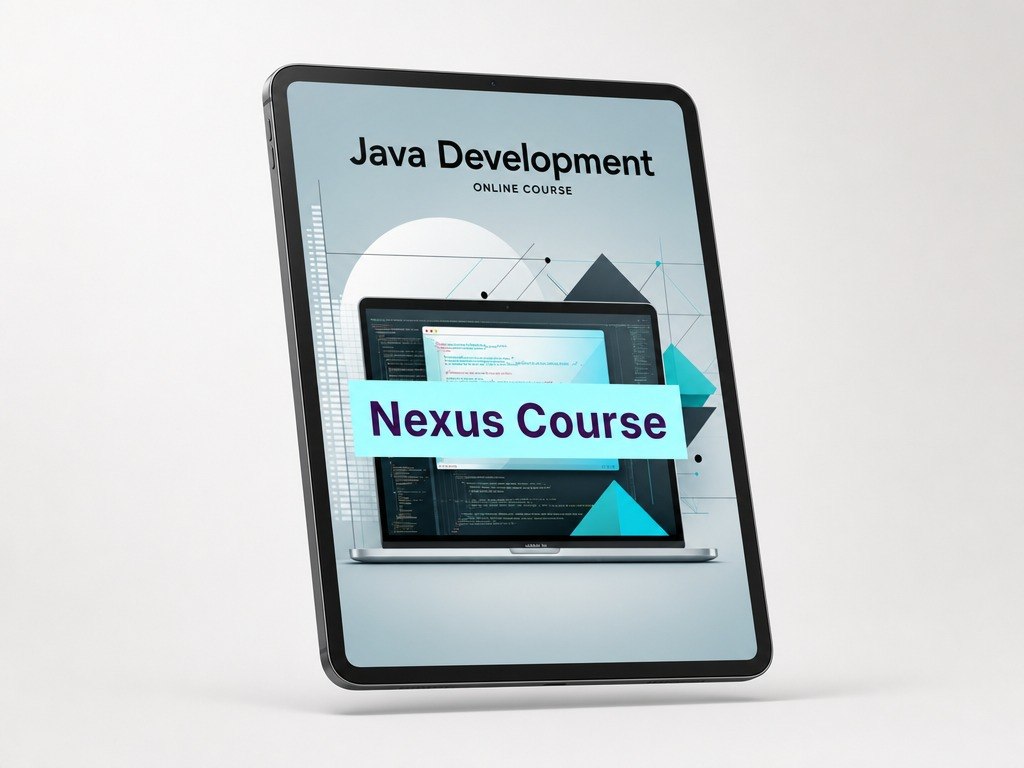 Digital tablet displaying 'Java Development' course on a white background