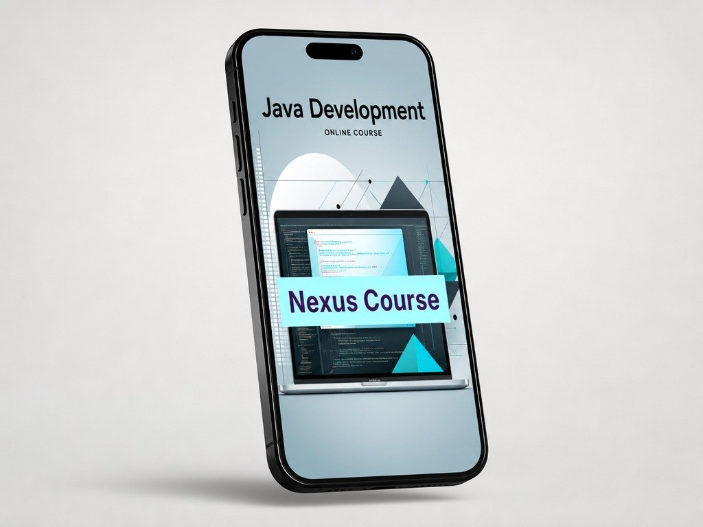 Phone displaying a Java development online course on a light gray background